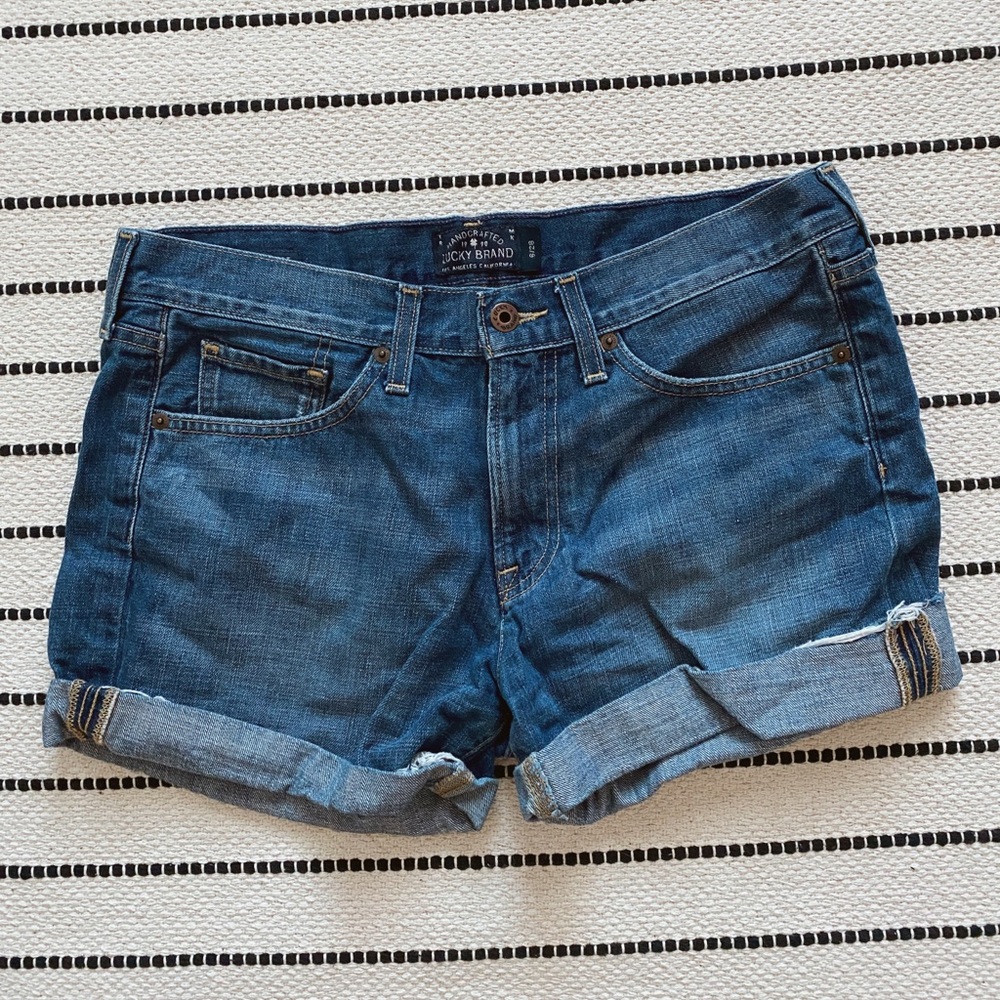 Lucky Brand - cuffed jean shorts - blue denim